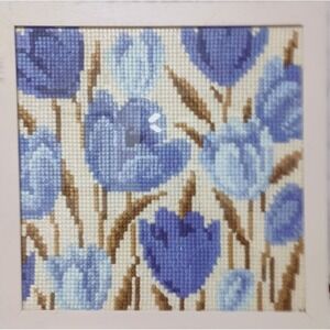 Cross Stitch‎ Framed Blue Tulips Handmade by my Oma SKUH080